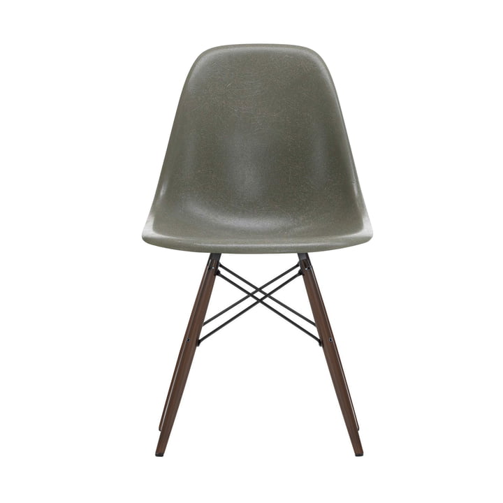 Eames Fiberglass Side Chair DSW by Vitra in Maple dark / Eames raw umber