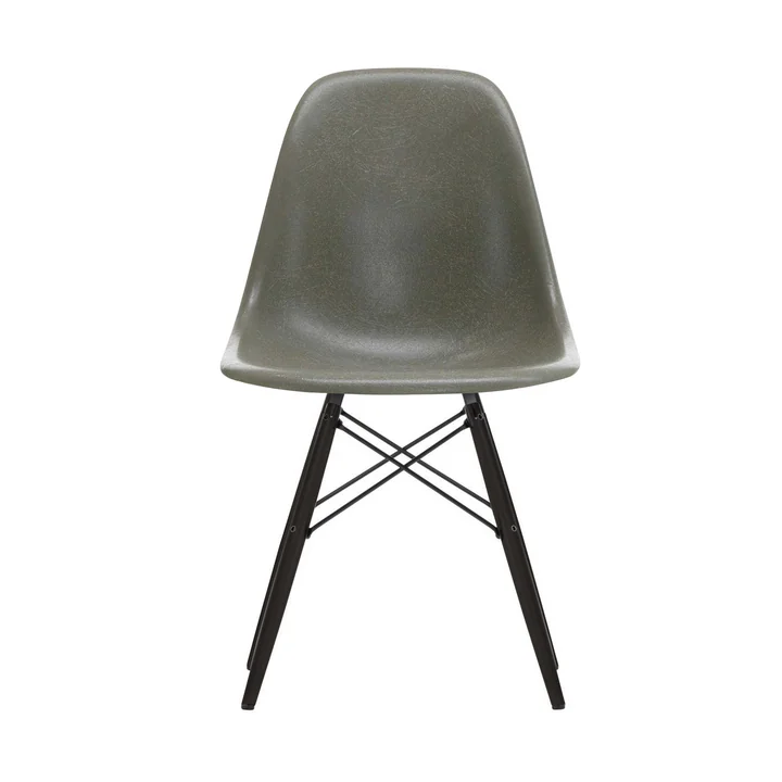 Eames Fiberglass Side Chair DSW by Vitra in maple black / Eames raw umber