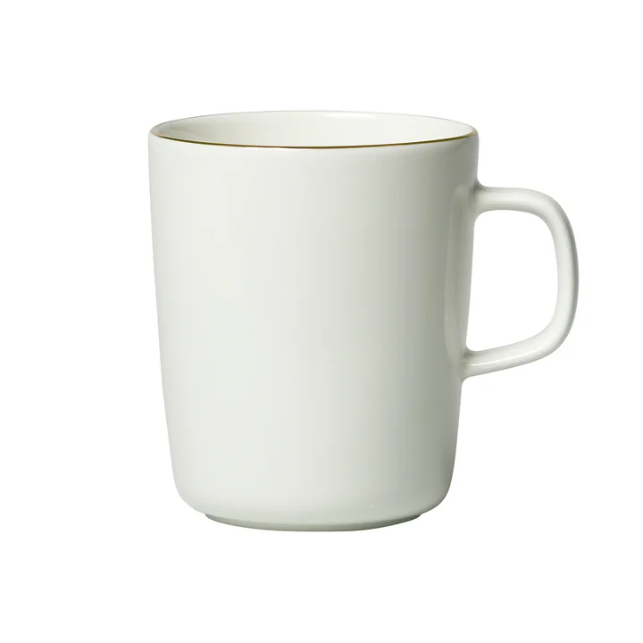 Oiva Mug with handle, 250 ml by Marimekko in white with gold rim