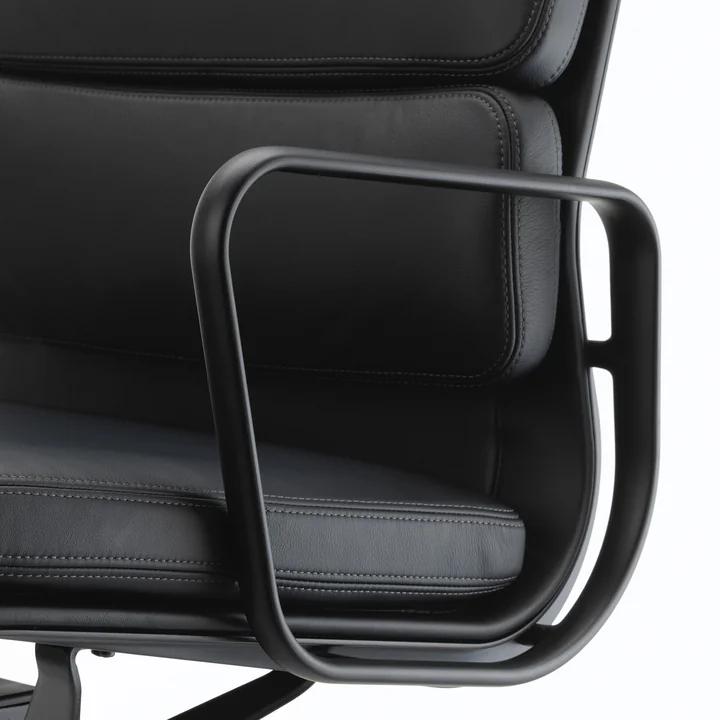 EA Soft Pad office chair coated deep black with armrests by Vitra
