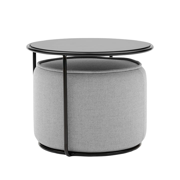 Tom Pouf and side table Ø 58 x H 47 cm from Softline in black / Vision light grey (445)