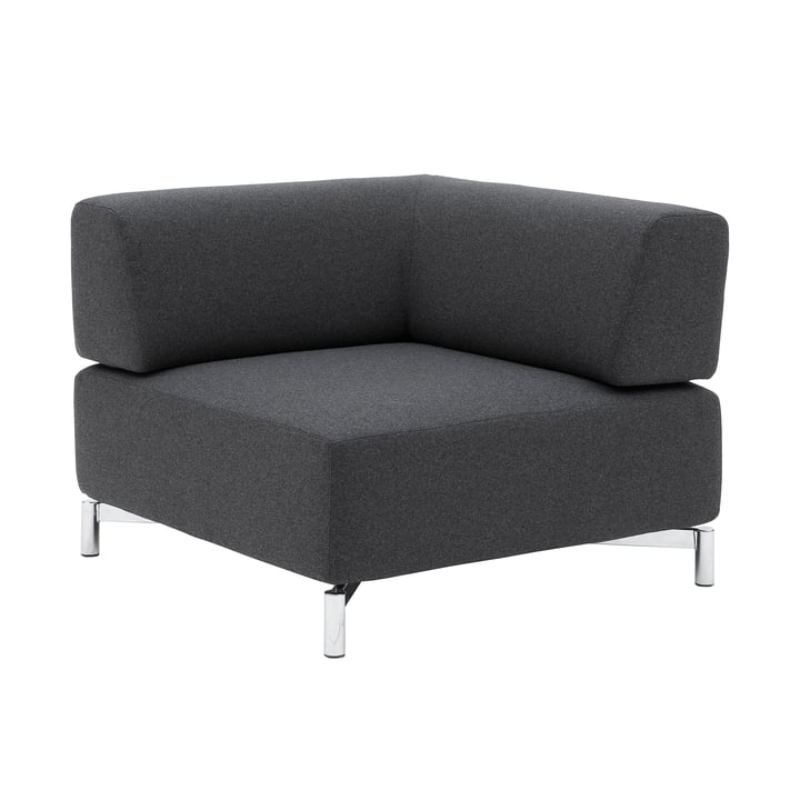 Planet modular sofa corner element from Softline in chrome / felt melange grey (623)