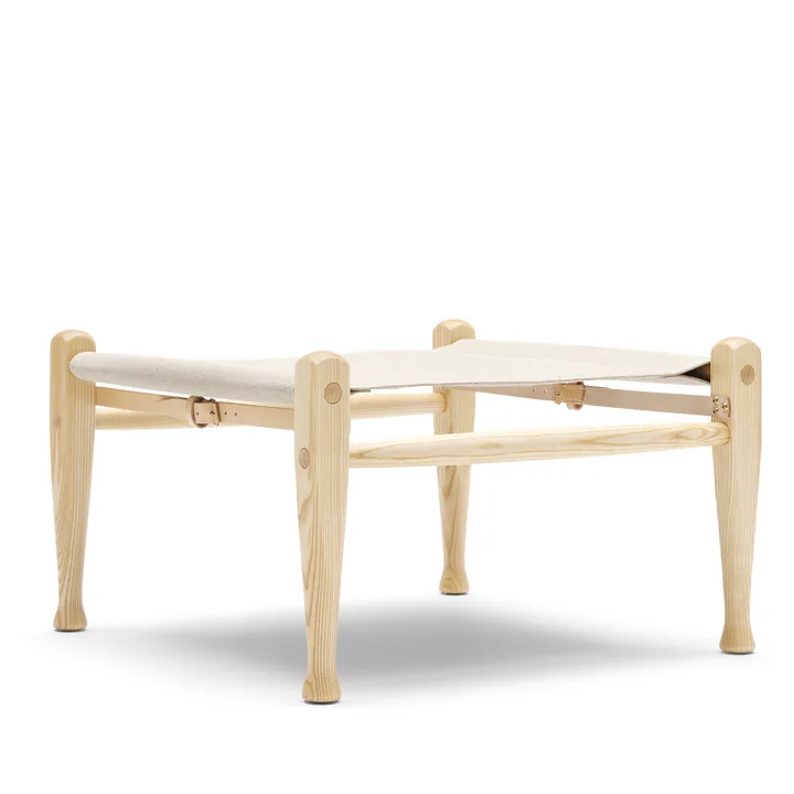 KK97170 Safari Stool from Carl Hansen in oiled ash / leather nature / canvas nature
