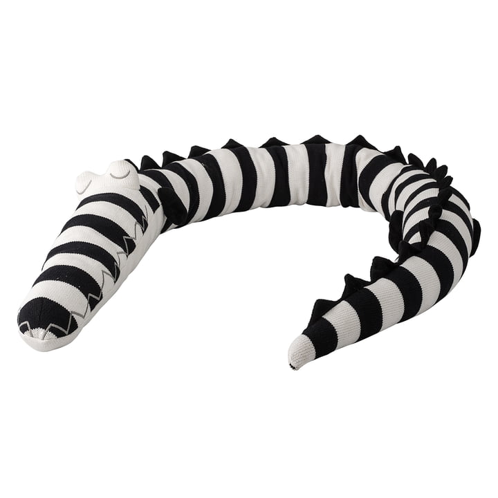 Crocodile cuddly toy from Bloomingville, Ø 13 x L 190 cm in black / white