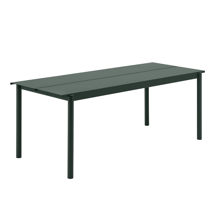 Linear Steel Table, 200 x 80 cm in dark green from Muuto