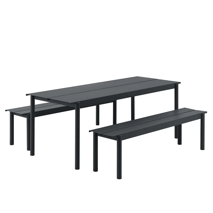 Linear Steel Bench and table in black from Muuto