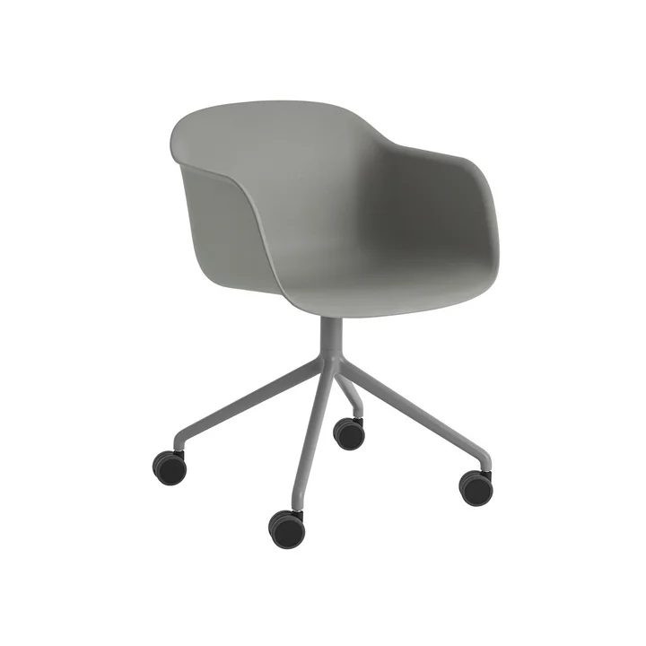 Fiber Armchair Swivel with castors in grey by Muuto