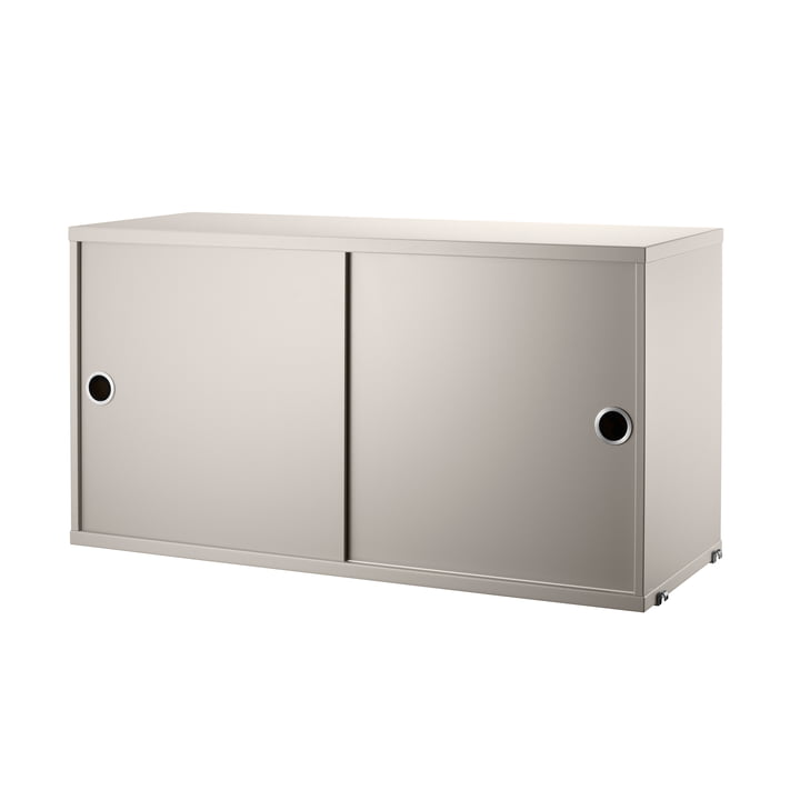 Cupboard module with sliding doors 78 x 30 cm from String in beige