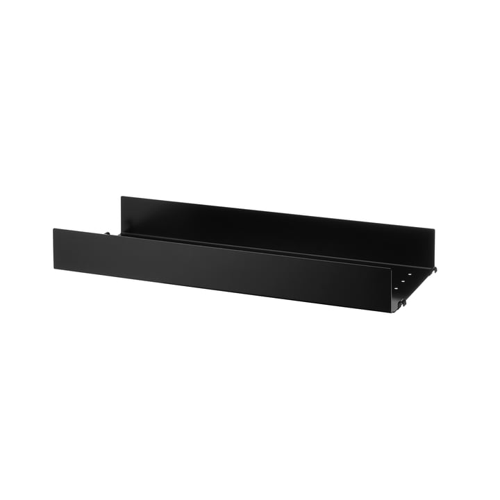 Metal shelf with high edge 58 x 20 cm from String in black