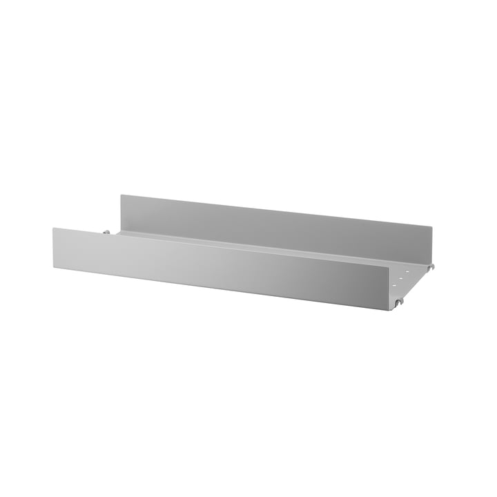Metal shelf with high edge 58 x 20 cm by String in gray