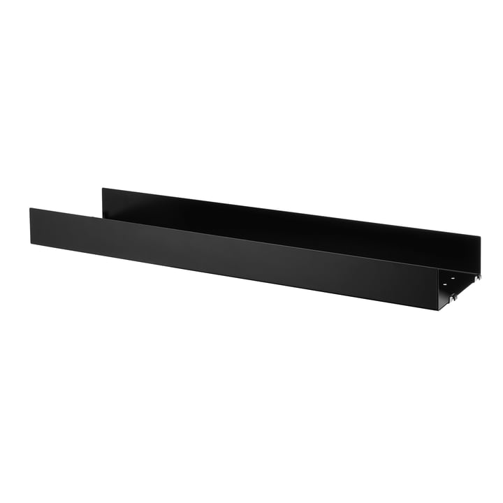 Metal shelf with high edge 78 x 20 cm from String in black