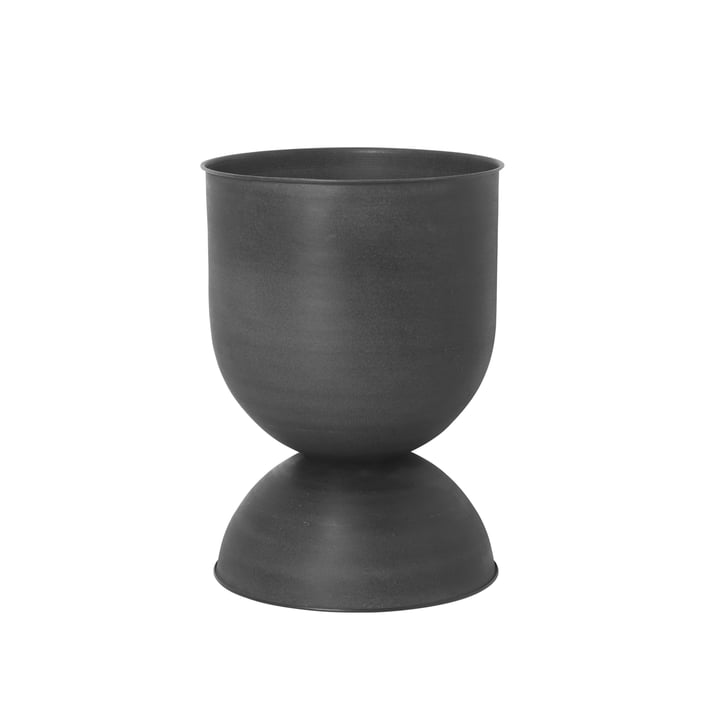 Hourglass flowerpot medium, Ø 41 x H 59 cm in black / dark grey by ferm Living