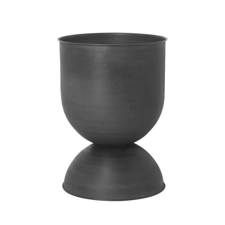 Hourglass flowerpot large, Ø 50 x H 73 cm in black / dark grey by ferm Living