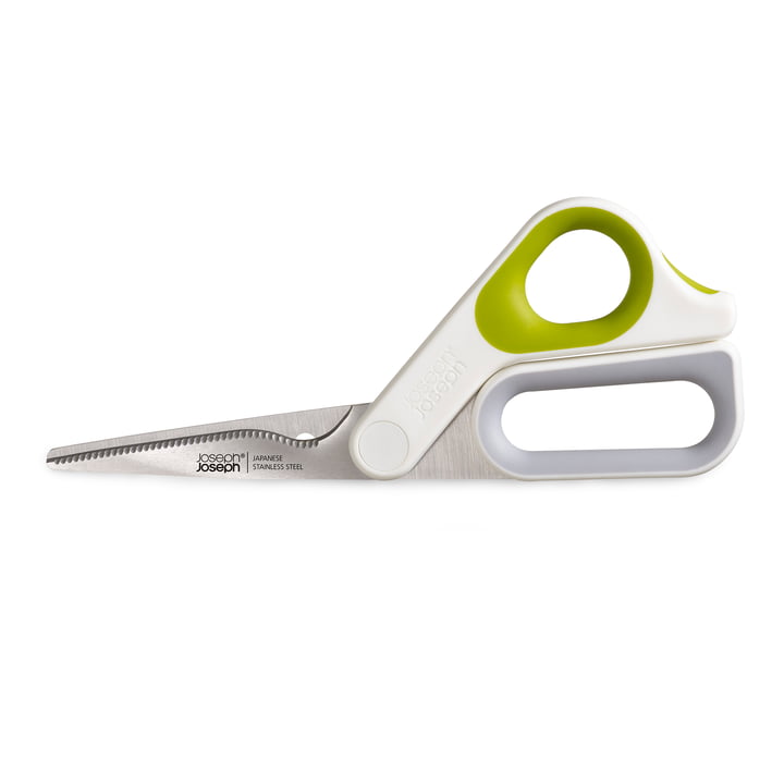 Powergrip kitchen scissors by Joseph Joseph in white / green
