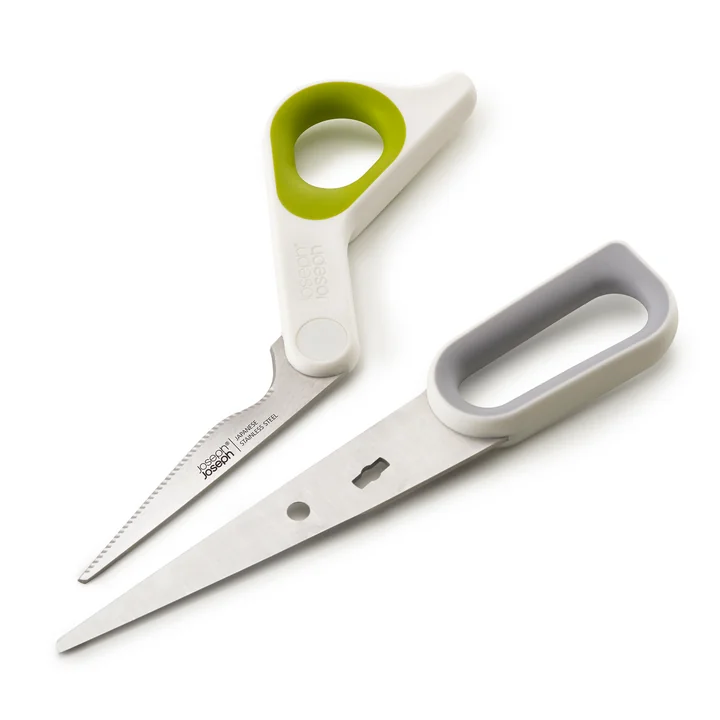 Powergrip kitchen scissors by Joseph Joseph in white / green