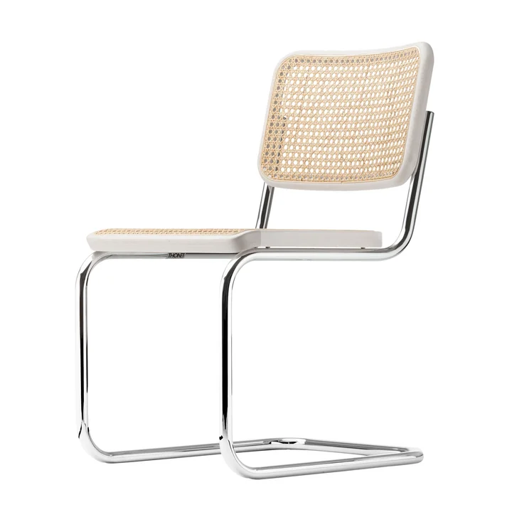 S 32 V chair from Thonet in chrome / white varnished beech (TP 200) / wickerwork with support fabric