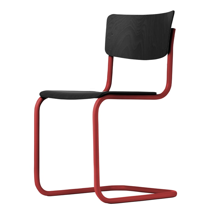 S 43 Chair from Thonet with frame tomato red (TS 3013) / beech stained black (TP 29)