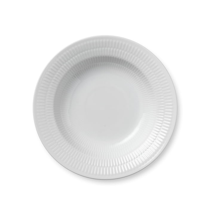 White ribbed soup plate deep, Ø 21 cm by Royal Copenhagen