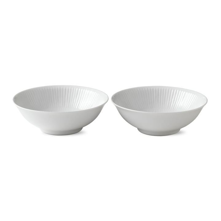 White ribbed bowl, 35 cl (set of 2) by Royal Copenhagen