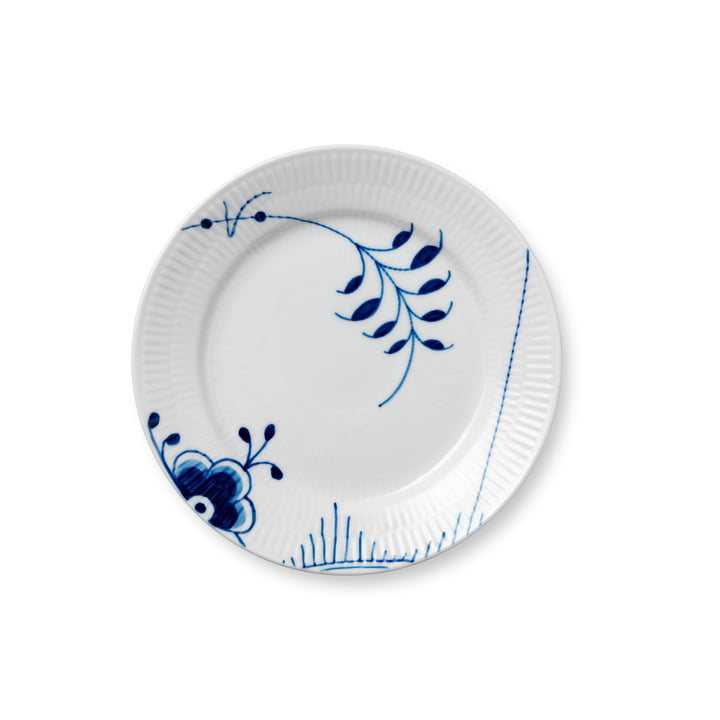 Mega Blue Ribbed breakfast plate flat Ø 19 cm from Royal Copenhagen with decor No. 2