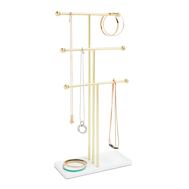 Trigem Jewelry stand in brass / white from Umbra with jewelry
