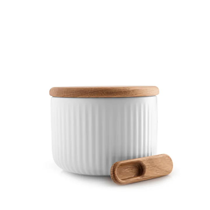Legio Nova salt box with lid & Spoon of Eva Trio in oak / white