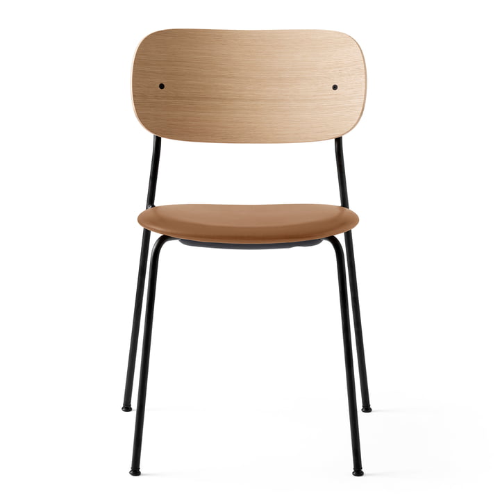 Co Dining Chair in black / leather brown / oak natural from Menu