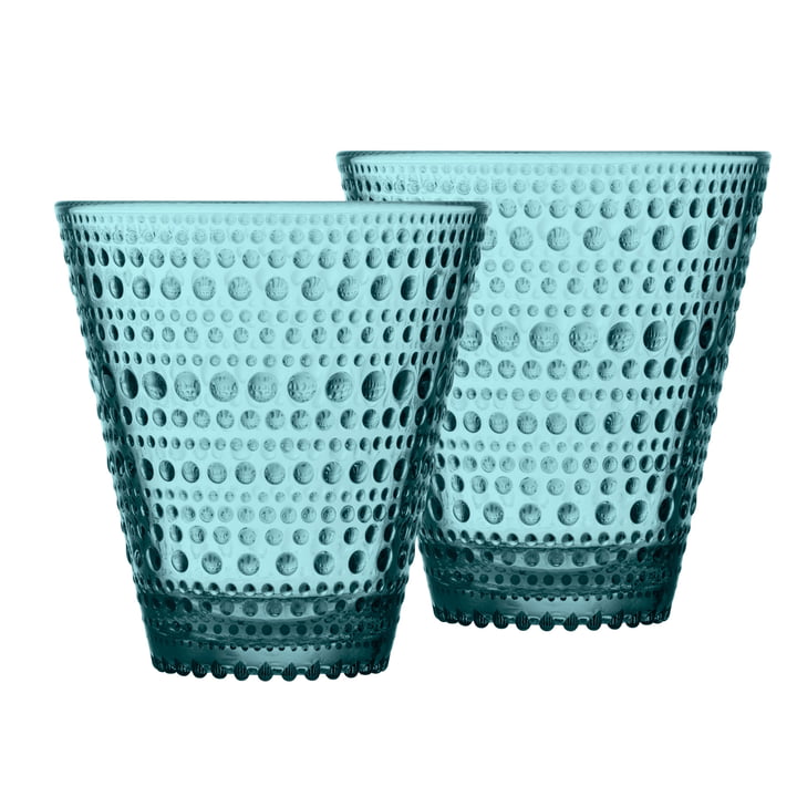 Kastehelmi Drinking glass 30 cl from Iittala in sea blue (set of 2)