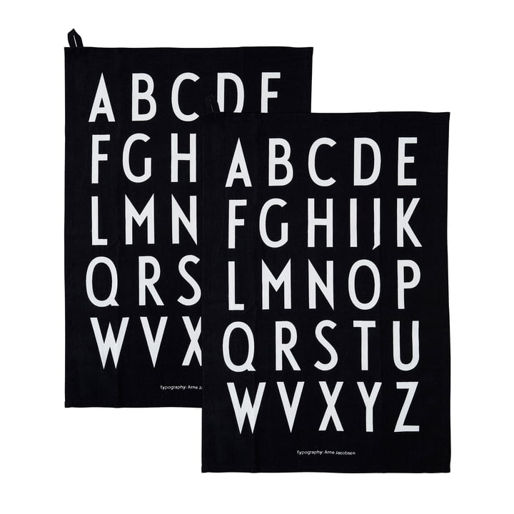 Classic Tea towel in black (set of 2) from Design Letters