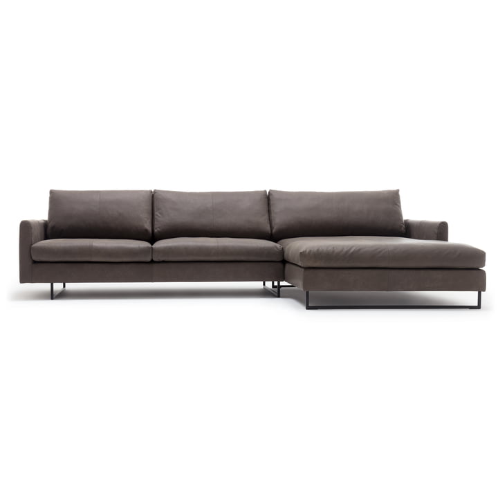 134 Sofa corner with end armchair right of freistil with cover in brown-grey (9225)