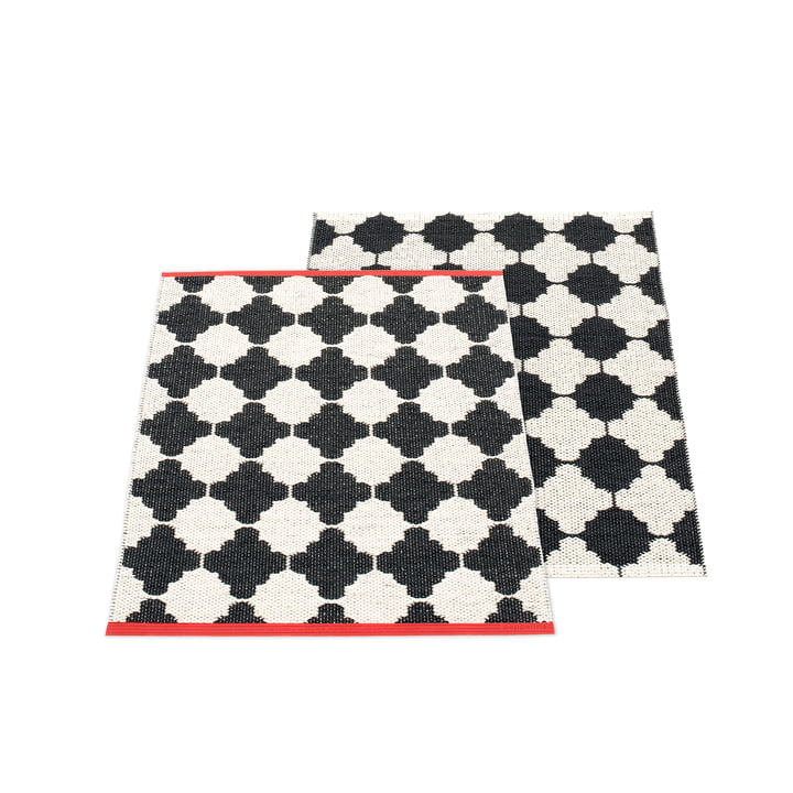 Marre reversible carpet, 70 x 90 cm in black / vanilla by Pappelina 