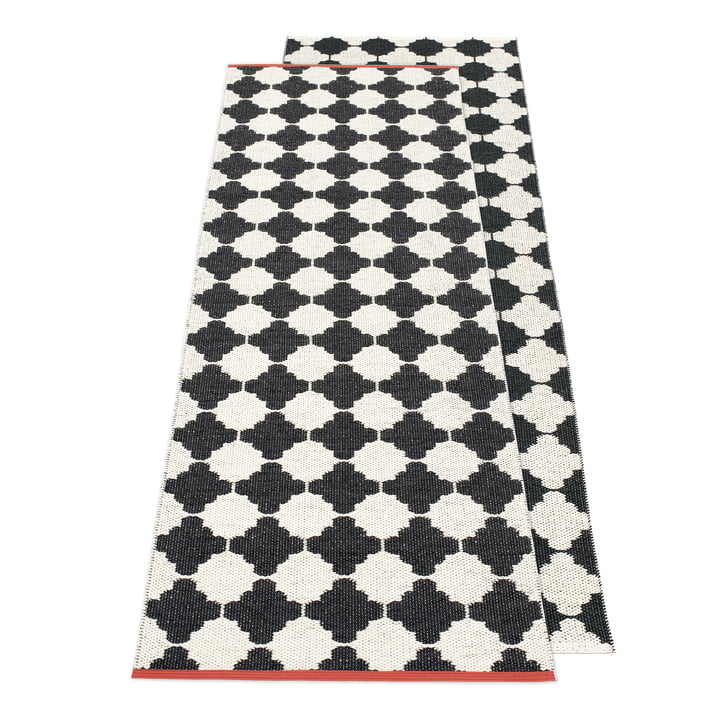 Marre reversible carpet, 70 x 225 cm in black / vanilla by Pappelina 