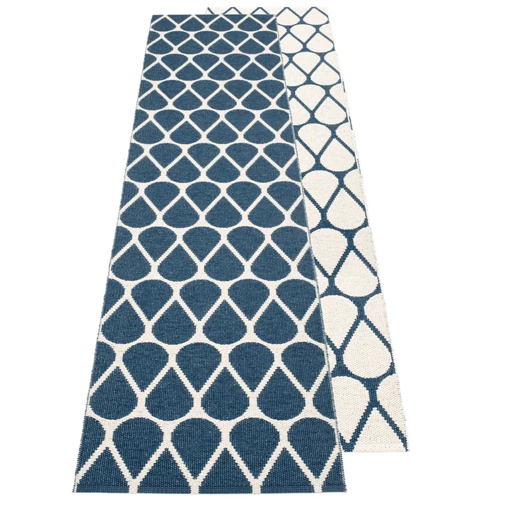 Otis reversible carpet, 70 x 200 cm in ocean blue / vanilla by Pappelina 