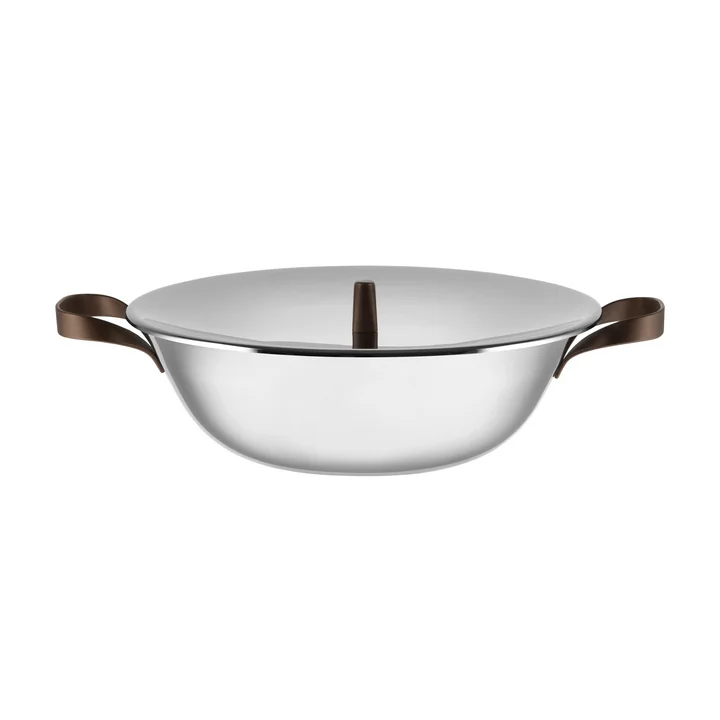 Edo Wok with lid made of stainless steel by Alessi