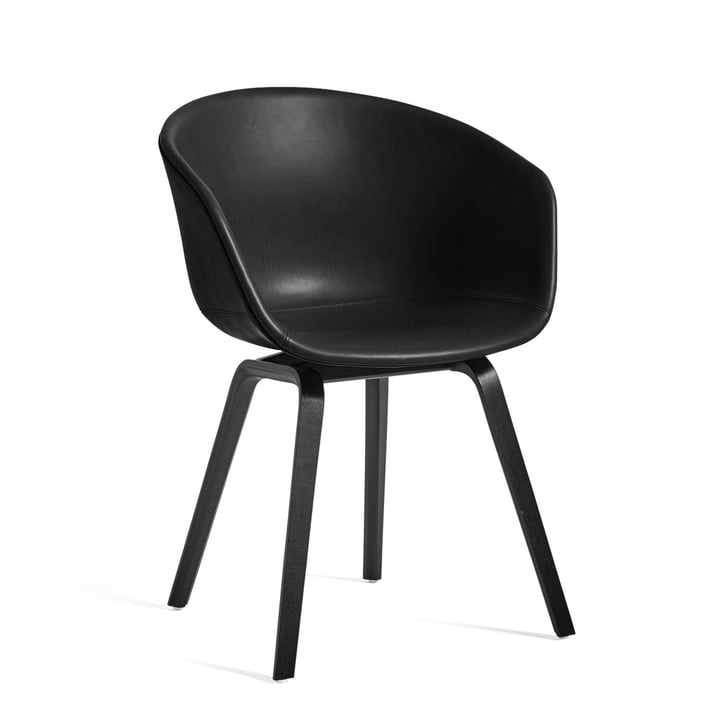 About A Chair AAC 23 from Hay in black stained oak / fully upholstered Sierra leather black (SI1001)