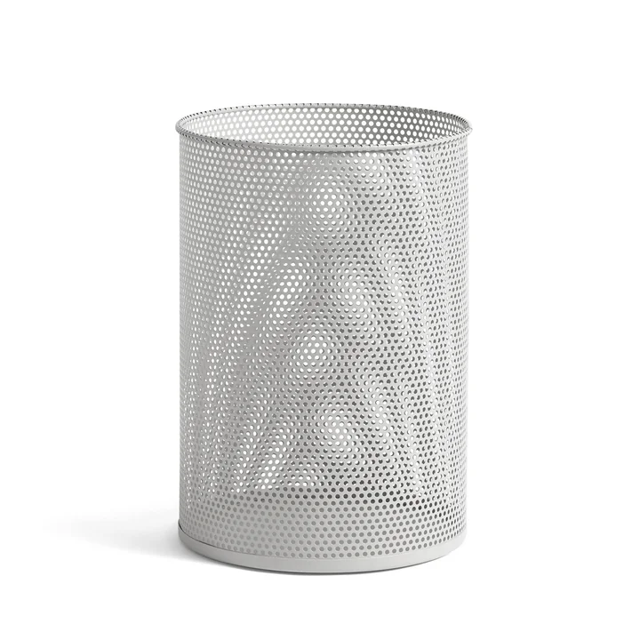 Perforated Bin L, Ø 30,5 x H 44 cm by HAY in light grey