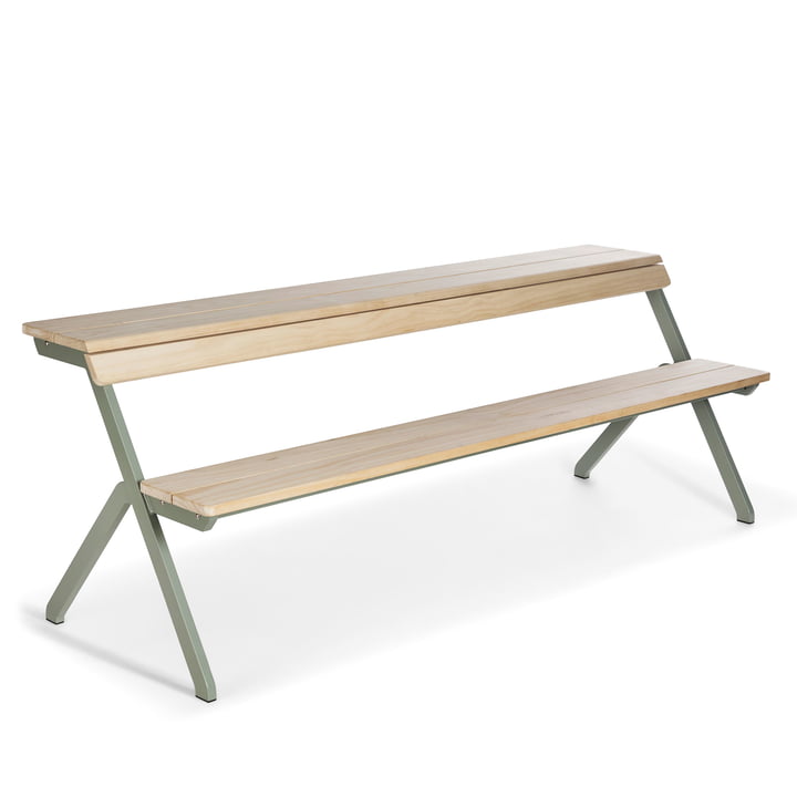 Tablebench garden table, 4-seater in cement grey by Weltevree 