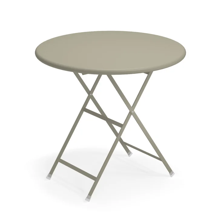 Arc en Ciel folding table, Ø 80 x H 74 cm in grey-green by Emu 