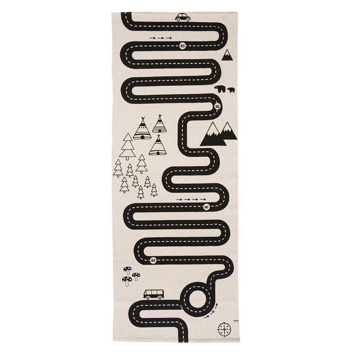 Adventure play carpet 180 x 70 cm from OYOY in black / white
