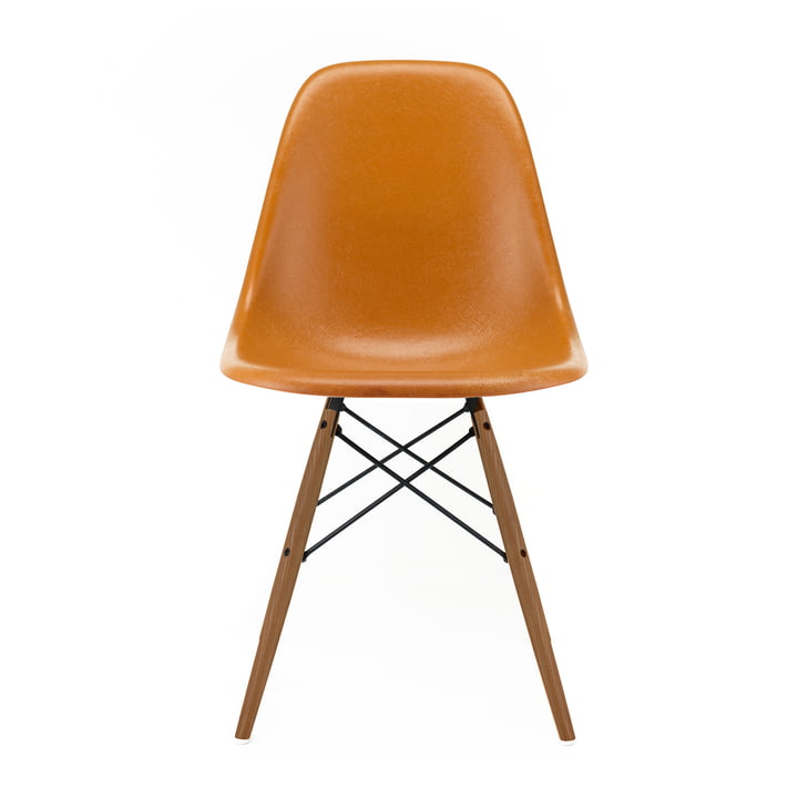 Eames Fiberglass Side Chair DSW by Vitra in ash honey / Eames ochre dark