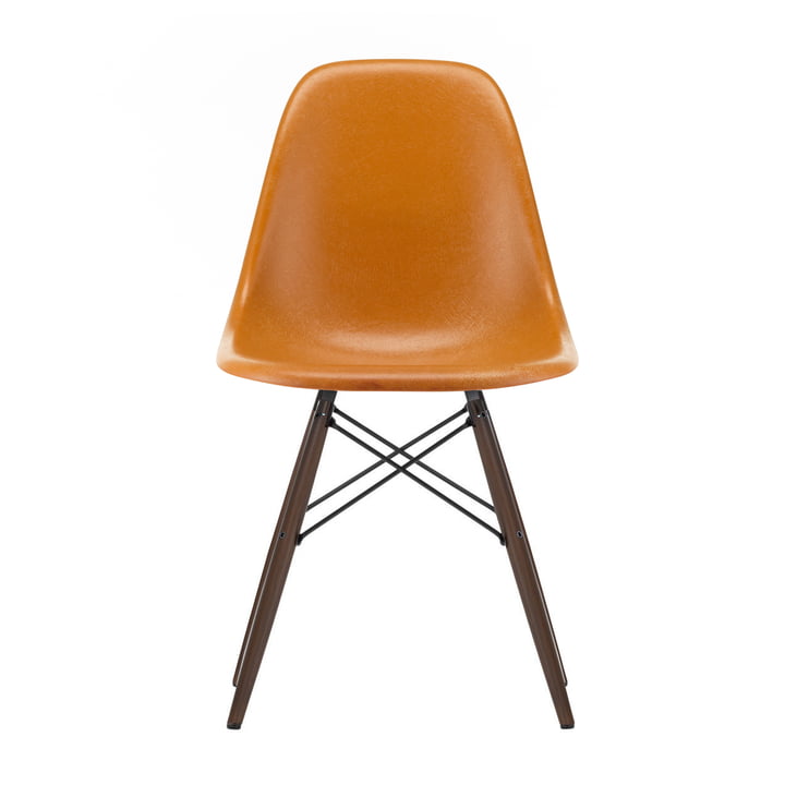 Eames Fiberglass Side Chair DSW by Vitra in Maple dark / Eames ochre dark