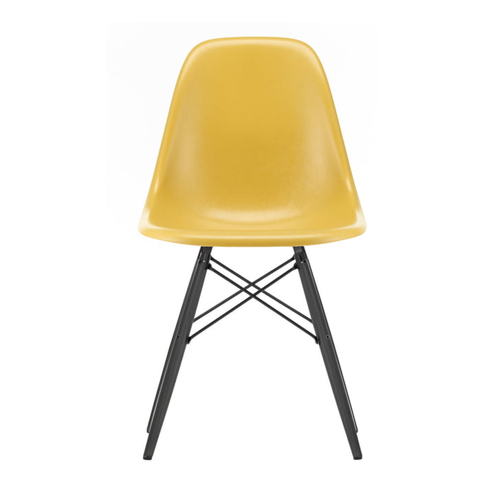 Eames Fiberglass Side Chair DSW by Vitra in maple black / Eames ochre light