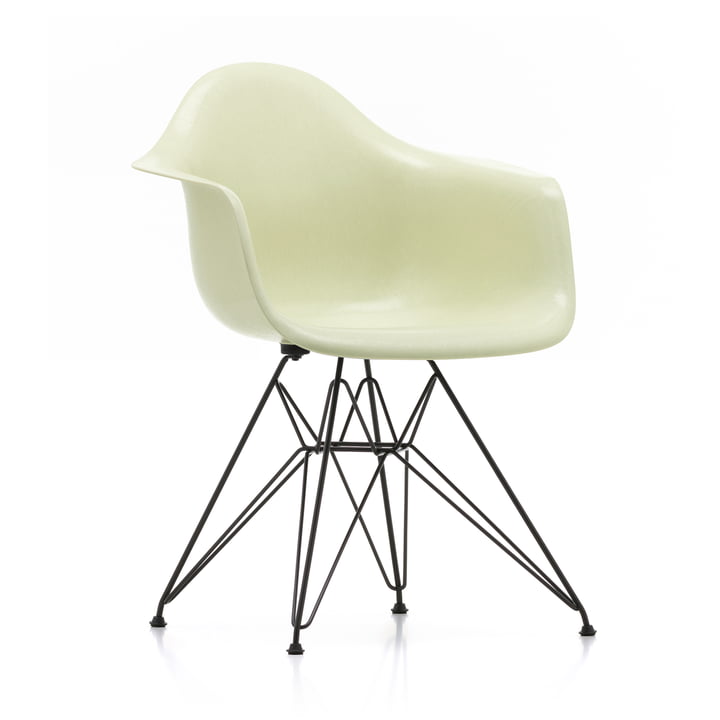 Eames Fiberglass Armchair DAR from Vitra in basic dark / Eames parchment