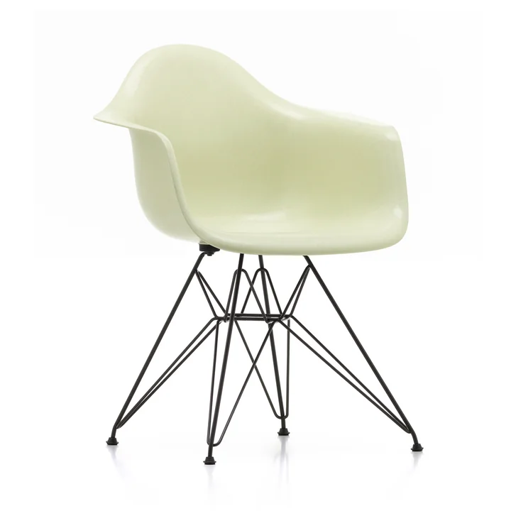 Eames Fiberglass Armchair DAR from Vitra in basic dark / Eames parchment
