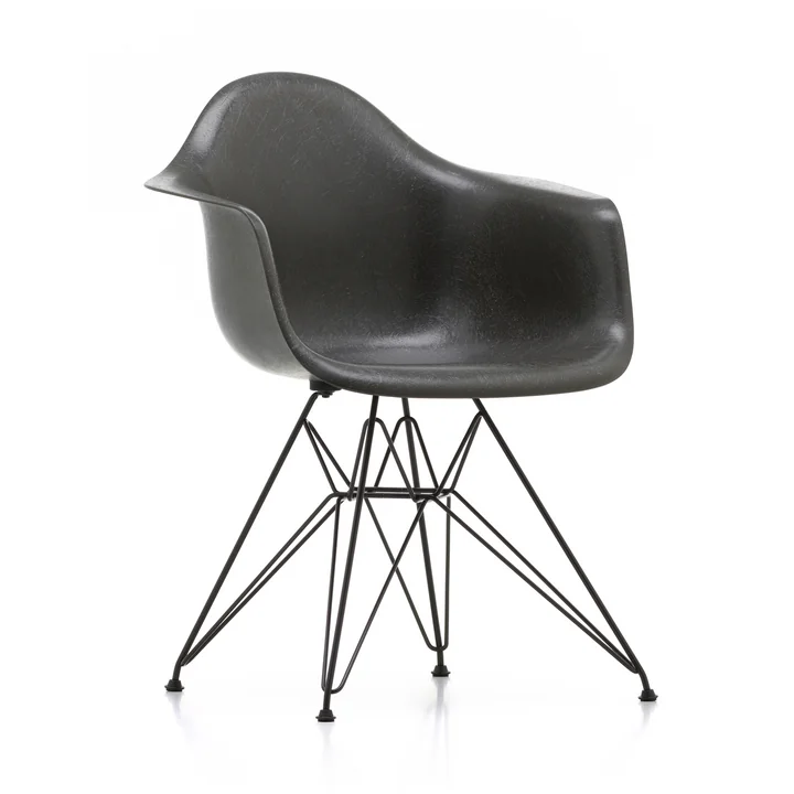 Eames Fiberglass Armchair DAR from Vitra in basic dark / Eames elephant hide grey