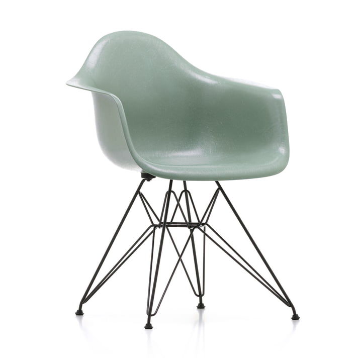 Eames fiberglass armchair DAR from Vitra in basic dark / Eames sea foam green