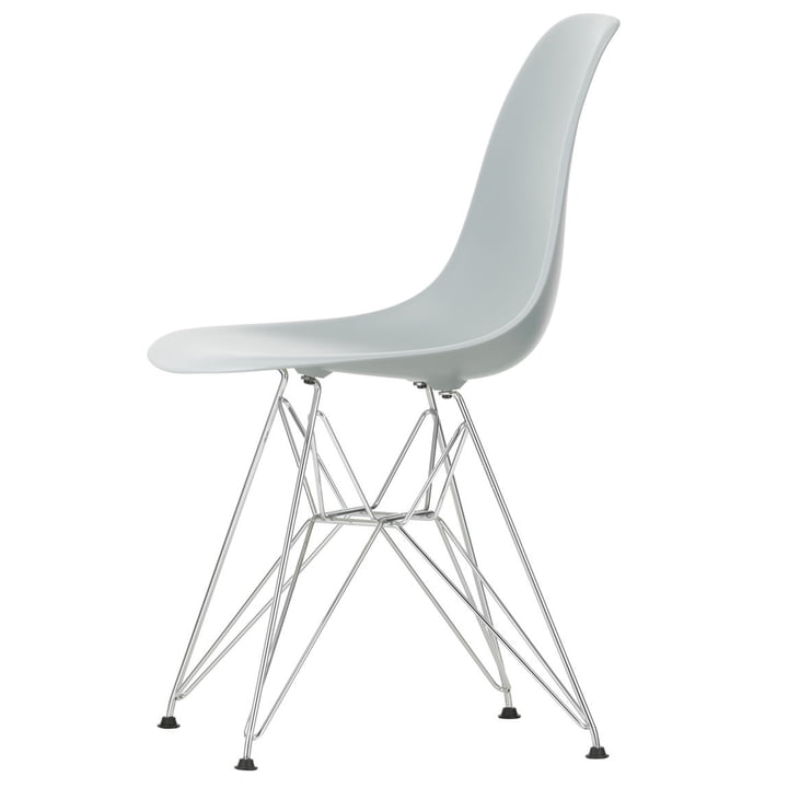 Eames Plastic Side Chair DSR by Vitra in chromed / light grey