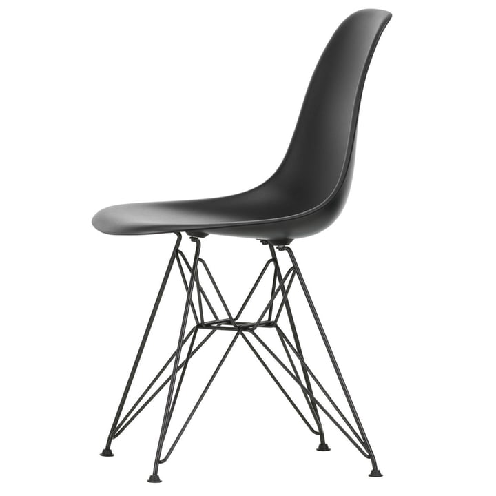 Eames Plastic Side Chair DSR by Vitra in basic dark / deep black
