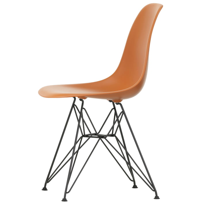 Eames Plastic Side Chair DSR by Vitra in basic dark / rust-orange