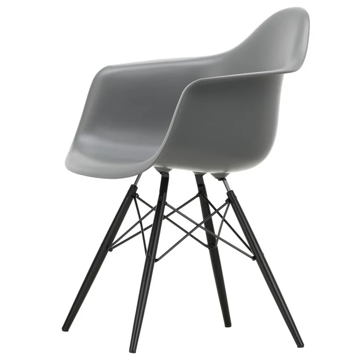 Eames Plastic Armchair DAW from Vitra in black maple / granite gray